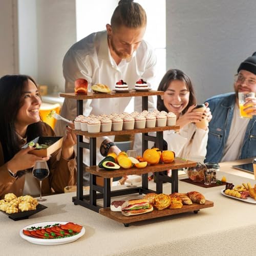 IBUYKE 4 Tier Cupcake Stand,Tiered Display Stand,Brown TLJ018H - Image 3