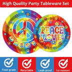 200pcs 60's Hippie Party Plates Napkins Groovy Paper Tableware Set Tie Dye Cake Dessert Disposable Dinnerware 60s 70s Hippie Party Decoration for Baby Shower Birthday Decor Supplies Serves 50 - Image 3