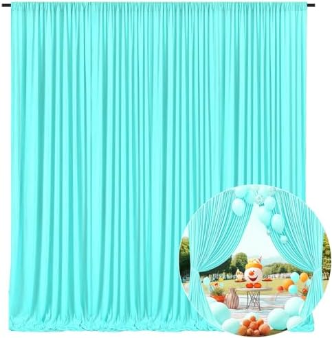 10 x 10 Feet Blue-Green Backdrop Curtain for Partie, Background Curtains for Photoshoot, Birthday, Wedding, Halloween, Thanksgiving, Christmas Day, New Year Party Decorations 5Ft x 10Ft, 2 Panels by ZEBMOON