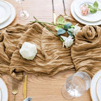 Wokceer Cheesecloth Table Runner Khaki 10FT Boho Gauze Runner, 12 Pack - Image 5