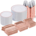 Goodluck 600 Pieces Rose Gold Disposable Plates for 100 Guests by GoodLuck