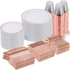 Goodluck 600 Pieces Rose Gold Disposable Plates for 100 Guests by GoodLuck