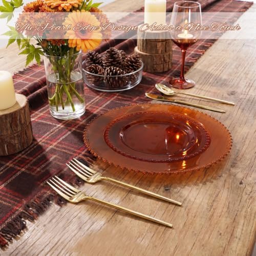 U-QE 60PCS Clear Brown Plastic Plates, Beaded Plates Disposable Heavy Duty - Image 5