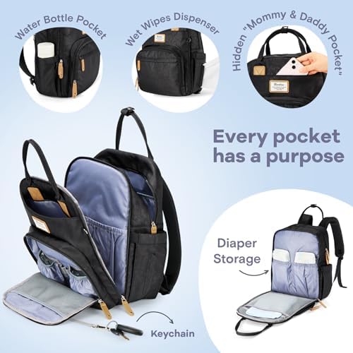 RUVALINO Baby Diaper Bag Backpack with Changing Pad, Black Leopard - Image 3