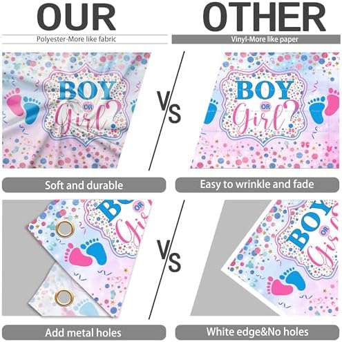 10 x 8 ft Boy or Girl Background Large Blue Pink Gender Reveal Photo Backdrop Polyester Boy or Girl Sign Banner for Newborn Baby Shower Birthday Party Decorations - Image 5
