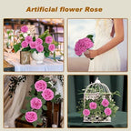 Artificial Flowers Realistic Roses, Real Looking Fake Roses with Stem for DIY Wedding Bouquets Centerpieces Bridal Shower Party Home Romantic Decorations (Hot Pink, Regular 3" - 200pcs) - Image 3