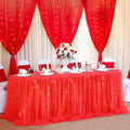 PARTISKY Red Tulle Tutu Table Skirt for Rectangle Tables or Round Table,Led Light String Table Cloth for Boys Girls Baby Shower Party Dessert/Cake Tables by Partisky