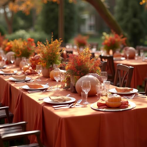 sancua Thanksgiving Tablecloths Rectangular 54x108 Inch, 6 Pack Rust - Image 2