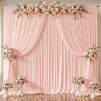 16x10FT Pale Pink Backdrop Curtains for Wedding Parties, Wrinkle Free Polyester Photography Backdrop Drapes for Wedding Baby Shower Birthday Parties Stage Background Stand Decorations 4x10ft,4 Panels by Partisky