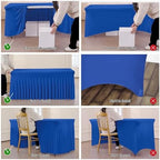 Spandex Tablecloth 6FT Rectangle Table Cover 4 Pcs Royal Blue Wrinkle-Free - Image 4