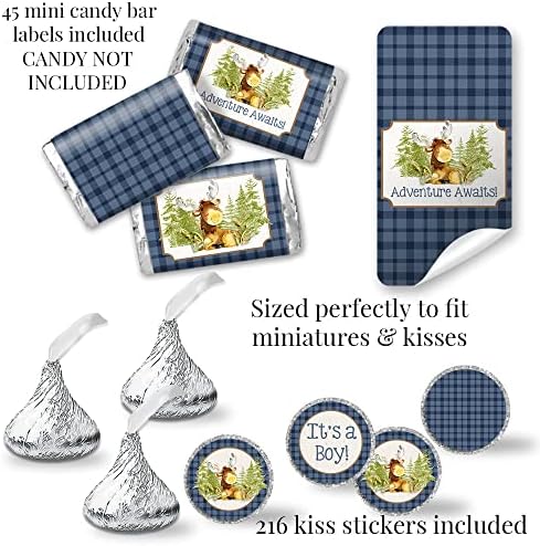 Amanda Creation Adventure Awaits Cute Moose Boy Baby Shower Party Bundle Includes 20 each of Invitations with Envelopes + 4 Different Sizes of Decorative Stickers, Diaper Tickets & Bring a Book Cards - Image 5