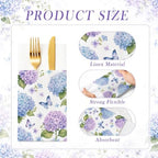 Hydrangea Linen Feel Pocket Napkins for Wedding Bridal Shower Supplies - Image 7