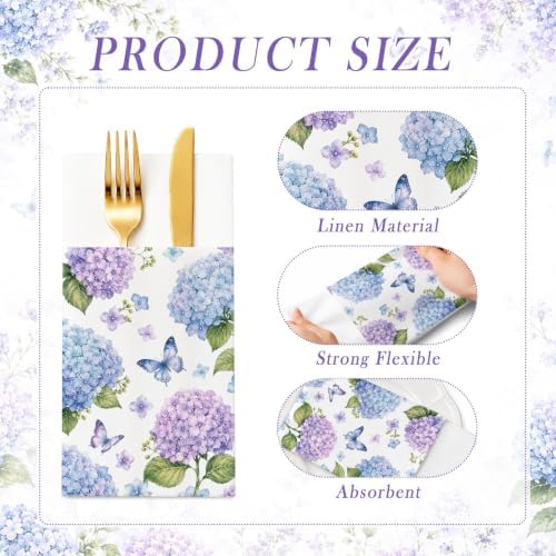 Hydrangea Linen Feel Pocket Napkins for Wedding Bridal Shower Supplies - Image 7