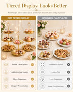 3 Tier Gold Cupcake Stand 3 Pack, Stainless Steel Tiered Dessert Stand 3 Layer Cupcake Display Tower with 2 Tier Cake Stand for Wedding Birthday Party Baby Shower - Image 4