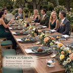 WDF 175Pcs Green Plastic Plates - Green Plates Disposable with Gold Rim - Christmas Plastic Plate - Fancy Disposable Dinnerware Sets 25 Guests Ideal for Party/Wedding/Birthday - Image 2