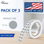 Perco Grey Perforated Round Circle Dot Sticker 1/2-Inch Labels — 3 Rolls, 9,000 Stickers - Minimalist Events, Invitations for Subtle Coding & Neutral Marking, Strong Adhesive - Made in USA - Image 2