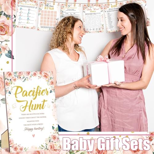 Sherr 476 Pcs Pink Floral Baby Shower Game, 9 Style Baby Shower Activities - Image 5