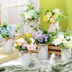 Wavwavw 6 Pcs Floral Table Centerpieces Artificial Peonies Flower with Vase - Image 2