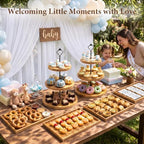 6pcs Wooden Dessert Table Display Set, 3 Tier Cupcake Stand Set with Serving Trays, Rustic Dessert Display Stand, Cake Stand Set for Wedding Dessert Table, Birthday, Baby Shower, Party Food Display, Home Decor - Image 4