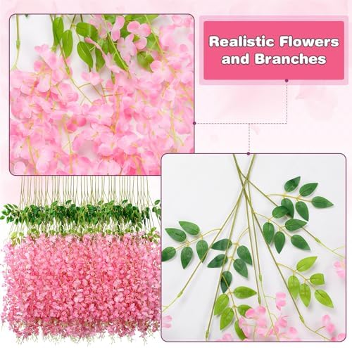 Alotiki Pink Wisteria Hanging Flowers, 75 Pack Fake Hanging Flowers - Image 4