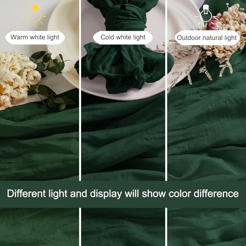LZY 60 Pack Gauze Cheesecloth Napkins 20x20 Inch Dinner Cloth Napkins, Soft Boho Table Napkins Rustic Wrinkled Cheese Cloth Napkins Bulk for Wedding Party Baby Shower Event Decor (Emerald Green) - Image 3