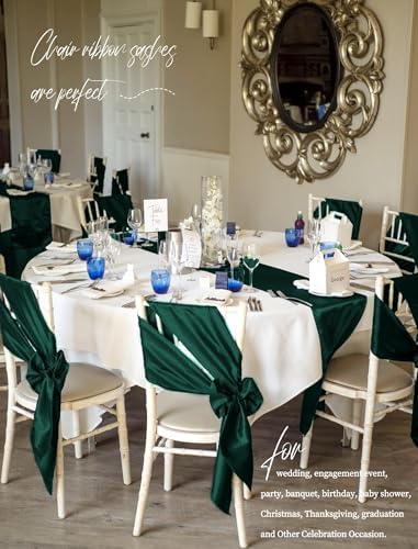 fani 120 PCS Satin Chair Sashes, 7x78 Inch, Emerald Green - Image 5
