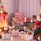 CHENGU 6 Pack Christmas Storage Basket Pink Collapsible Christmas Basket for Gifts Gingerbread Man Holiday Decor Large Gingerbread House Bin Foldable Xmas Tree Box with Handle for Bedroom Office Home - Image 4