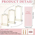 Striped Happy Birthday Sign Stand with Linen Ribbon, Pink - Image 6