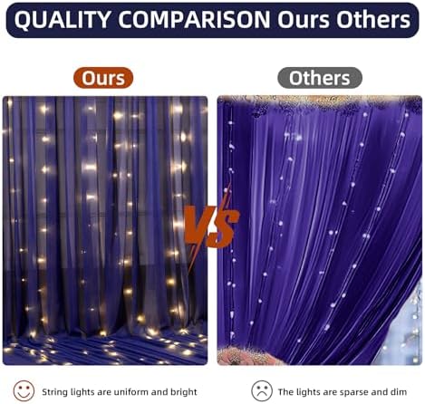 20x10FT Navy Blue Wrinkle Free Backdrop Curtains with Lights String for Parties - Photo Curtain Backdrop with Lights for Wedding Decorations, Bridal Baby Shower Birthday Party Photography Background - Image 7