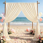 Beige Backdrop Curtains 30ftx10ft Wedding Polyester Photo Drapes - Image 2