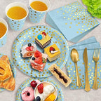 AIRE Blue Gold Paper Plates Set, 175PCS Disposable Dinnerware for 25 - Image 4