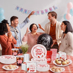 Shes Ready to Pop Red Disposable Tableware, Baby Shower Set for 25 Guests - Image 5