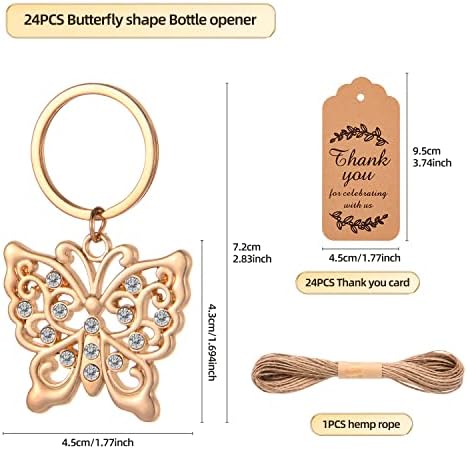 24Pcs Butterfly Keychain Party Favors Butterfly Design Key Chain for Bridal Shower Butterfly Shaped Keychains for Guests Wedding Favor Party Baby Shower Souvenir Supplies and Decorations - Image 2
