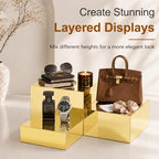 4Pcs Acrylic Risers Display Stands, Food Risers for Buffet Table, Gold - Image 2
