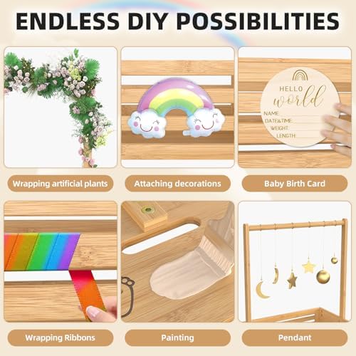 BAMBOOHOMIE Baby Shower Crate Closet, Baby Baskets with Hangers Handle, Baby Crate Box for Baby Shower, Welcome Gift Basket for Newborn Baby, Pregnancy Gift for New Parents (Natural, Small Size) - Image 3