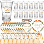 Funnymoom 50 Sets Little Cutie Baby Shower Party Favors Little Cutie is On Her Way Acrylic Clear Shot Glasses with Thank You Cards and Gift Bags Orange Theme Birthday Tangerine Party Supplies by Funnymoom