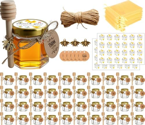 Adabocute Honey Pot, Glass Honey Jars, Mini Glass Jars 1.5oz 40 Pack by Adabocute