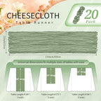 20 Pack Sage Green Cheesecloth Table Runner Wedding Birthday Table Decor - Image 2
