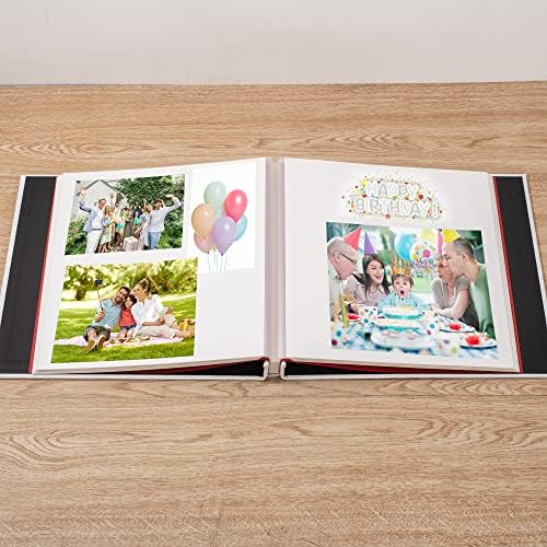 Large Photo Album Self Adhesive 4x6 5x7 6x8 8x10 Pictures Scrapbook Magnetic Album DIY Scrap Book 60 Sticky Pages Linen Cover DIY Photo Album with A Metallic Pen and DIY Accessories(White) - Image 3