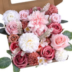 Artificial Flower Box Set Faux Flowers Fake Roses with Stems for DIY by SownwithAwe
