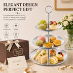 ABuff 3 Tiered Silver Cupcake Stand 2 Pack Stainless Steel Silver Tiered Dessert Stand Cupcake Display Tower 3 Tier Serving Tray Cake Stand for Baby Shower Birthday Party Wedding - Image 6