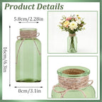 12 Pack Mason Jar Vases for Centerpieces, Green Glass Flower Vase - Image 2