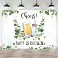 12x8ft Baby Shower Backdrop A Baby is Brewing Photography Background Beer Feeding Bottle Green Eucalyptus Leaves Newborn Birthday Party Banner Decorations Gender Reveal Photo Booth Prop by ASDCXZ