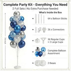 HIINS 2Set Blue Silver Balloon Column Kit With Base&Pole for Party Decor - Image 2