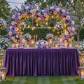 1 Pack Purple Rectangle Table Clothes for 4 Foot Tables, Polyester Wrinkle Free Fitted Tablecloths 4ft Stretch Table Cover with Skirt for Wedding, Birthday, Parties, Trade Show, Craft Show by PartyTalk