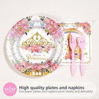 Grencian 96Pcs Princess 1st Birthday Party Decorations for Girls, Serves 24 - Image 2