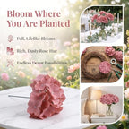 AVIVIHO 65pcs Fake Flowers Dusty Rose Hydrangea Artificial Flowers Bulk (Not Squished, No Steaming Need) Silk Flowers with Stems for Wedding Decor,Home,Baby Shower,Table Centerpieces Decoration - Image 2