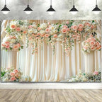 12X10FT Luxurious Castle Palace Wedding Photography Backdrop Pink Rose Floral Bridal Backdrop Anniversary Ceremony Background Girl Party Decorations Baby Shower Banner Mother's Day Photo Booth Props - Image 3