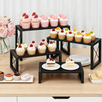 ELITEROO Wooden Risers Display Stands, 4 Tier Cupcake and Dessert Display Stand, Nesting Riser for Buffet Table for Cup Cake, Food, Collectibles, and Market Vendor Events Retail Shelf Organizer, Black - Image 3