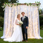 Ledido 10×10ft Beige Tulle Backdrop Curtain with Light(2 Panels 5×10ft) - Image 6